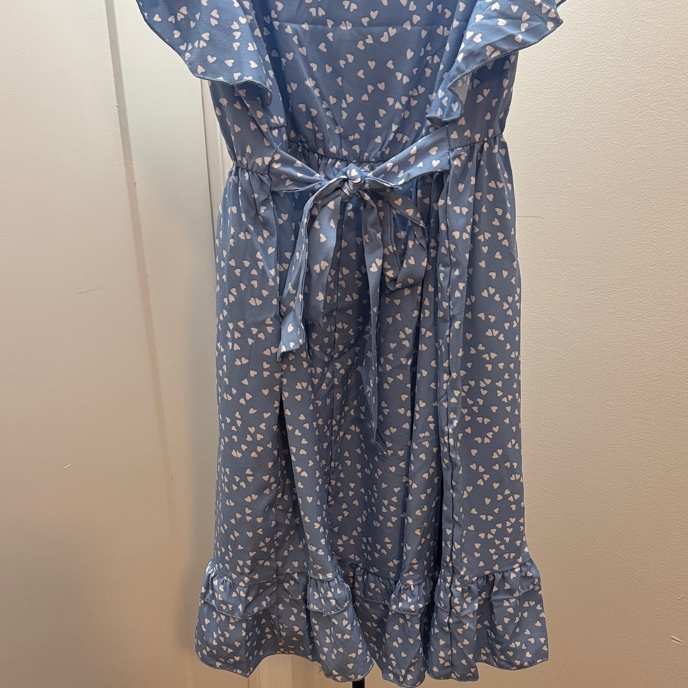 Blue Ruffle Floral Dress - Picture 5 of 7